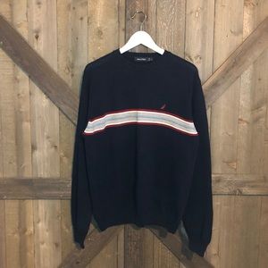 MENS: Nautica Sz M Striped Cotton Sweater GUC